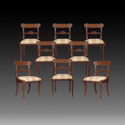 A Set of 8 Mahogany Carved Dining Chairs Of the William IV Period